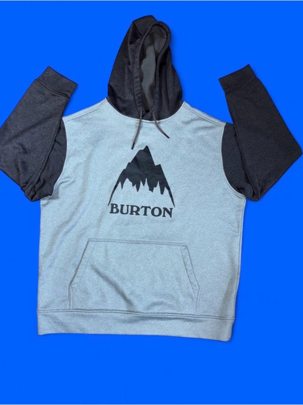 Burton Two-Tone Mountain Logo Hoodie - Light Gray & Black